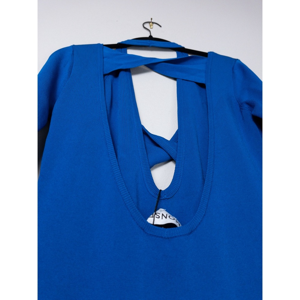 MONSE Royal Blue Long Sleeve Midi Dress with Open Back - Picture 10 of 15